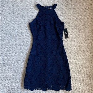 Lulus - Love Poem Navy Blue Lace Dress